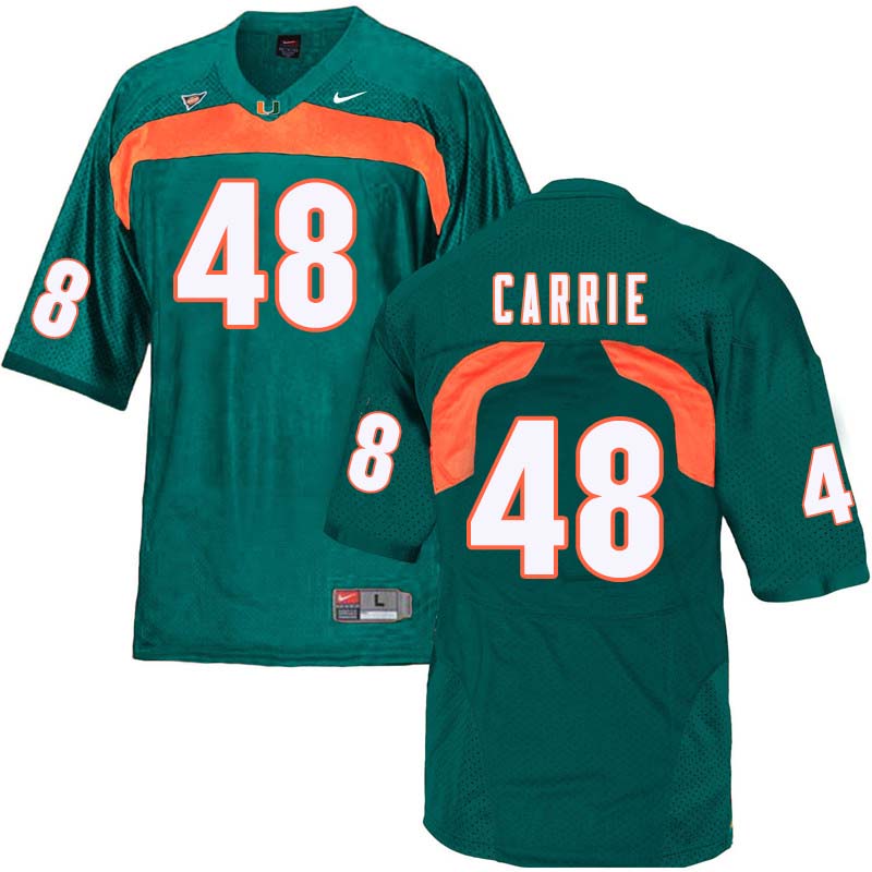 Nike Miami Hurricanes #48 Calvin Carrie College Football Jerseys Sale-Green - Click Image to Close
